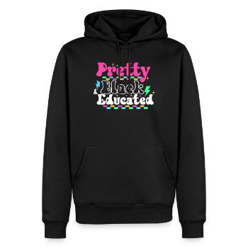 Jolie Noire Et Éduquée Noir Mois De L’histoire Quee - Sweat à capuche Premium bio Homme - noir - Devant - Nico (187cm)