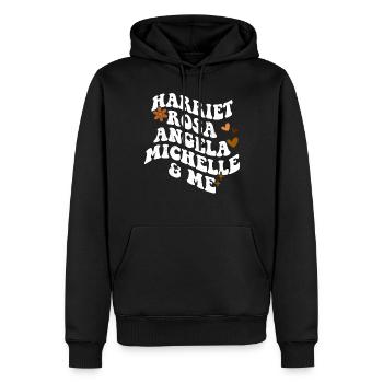 Rétro Groovy Mélanine Pride Harriet Rose Angela - Sweat à capuche Premium bio Homme - noir - Devant - Nico (187cm)