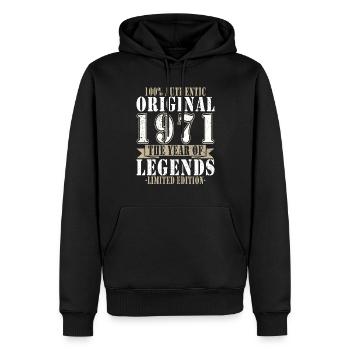 Legend 1971 Birthday Year of birth 1971 Men - Men’s Premium Organic Hoodie - black - Front - Nico (187cm)