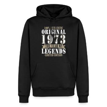 Geburtsjahr 1973 Vintage Geburtstag Legende 1973 - Männer Premium Bio Hoodie - Schwarz - Vorne - Nico (187cm)