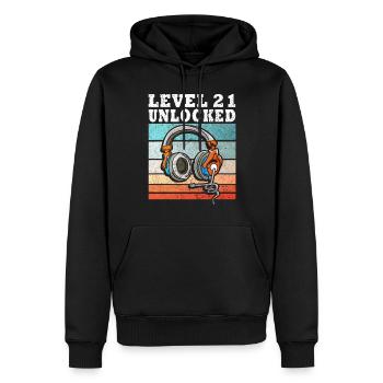 Level 21 Freigeschaltet - Männer Premium Bio Hoodie - Schwarz - Vorne - Nico (187cm)