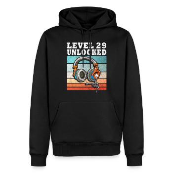 Level 29 Unlocked - Men’s Premium Organic Hoodie - black - Front - Nico (187cm)