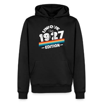 Unique depuis 1927 Edition Anniversaire Millésime 1927 - Sweat à capuche Premium bio Homme - noir - Devant - Nico (187cm)