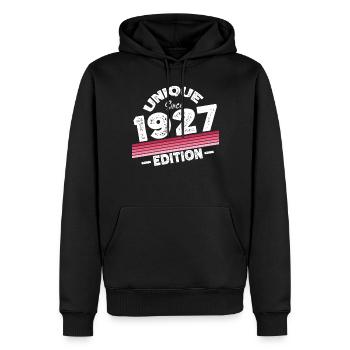 Unique depuis 1927 Edition Anniversaire Millésime 1927 - Sweat à capuche Premium bio Homme - noir - Devant - Nico (187cm)