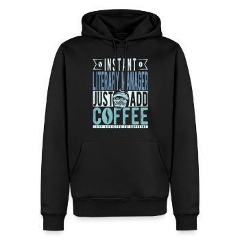 Gestionnaire littéraire instantané Il suffit d’ajouter du café - Sweat à capuche Premium bio Homme - noir - Devant - Nico (187cm)