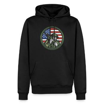 Ham Operator USA Flagge Moderator Radio Geschenk - Männer Premium Bio Hoodie - Schwarz - Vorne - Nico (187cm)