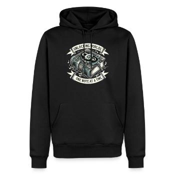 Cadeau pour les amoureux des livres avec - Sweat à capuche Premium bio Homme - noir - Devant - Nico (187cm)