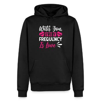 Radio Moderator Valentinstag Frequency Is Love - Männer Premium Bio Hoodie - Schwarz - Vorne - Nico (187cm)