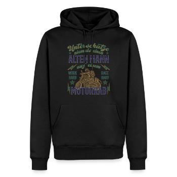 Lustiger Motorrad Spruch Alter Mann Vintage - Männer Premium Bio Hoodie - Schwarz - Vorne - Nico (187cm)