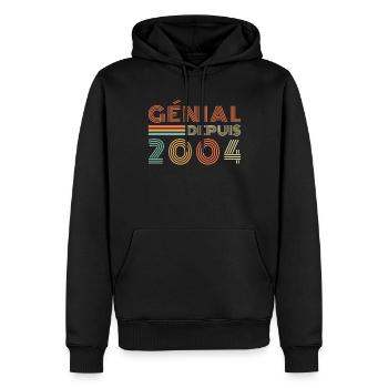 Génial Depuis 2004 Cadeau Retro Anniversaire - Sweat à capuche Premium bio Homme - noir - Devant - Nico (187cm)