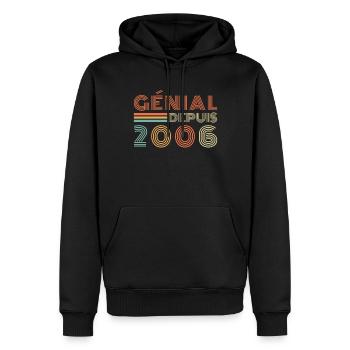 Génial Depuis 2006 Cadeau Retro Anniversaire - Sweat à capuche Premium bio Homme - noir - Devant - Nico (187cm)