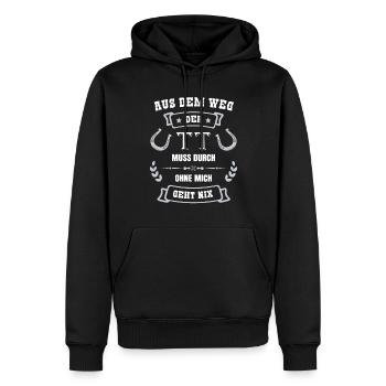 Aus dem Weg Turnier Trottel Pferde Reiter Sport - Männer Premium Bio Hoodie - Schwarz - Vorne - Nico (187cm)