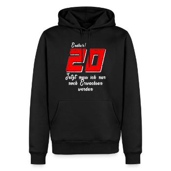 Endlich 20 Erwachsen werden Geburtstag Geschenk - Männer Premium Bio Hoodie - Schwarz - Vorne - Nico (187cm)
