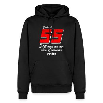 55. Geburtstag Jetzt nur noch erwachsen werden - Männer Premium Bio Hoodie - Schwarz - Vorne - Nico (187cm)