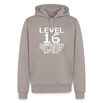 Level 16 Complete Gamer 16 Jahre Zocker - Männer Premium Bio Hoodie - Taupe - Vorne - Nico (187cm)