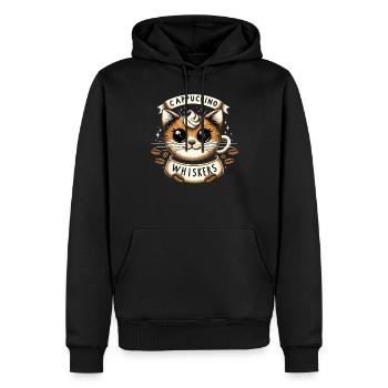 Pause-café amoureux des chats, amoureux du café chat mignon - Sweat à capuche Premium bio Homme - noir - Devant - Nico (187cm)