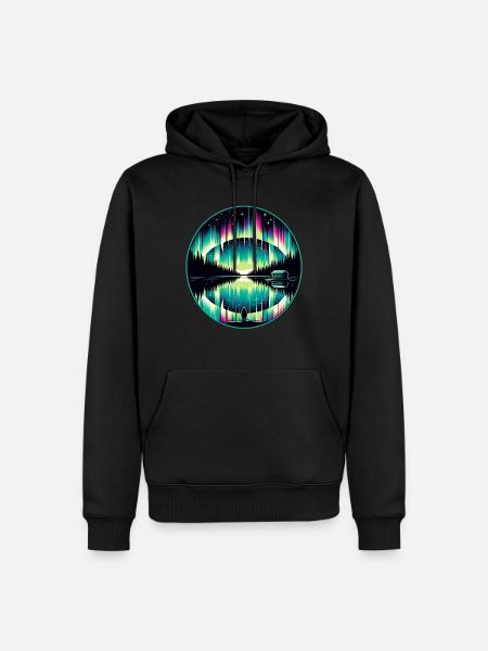 Polarlicht-aurora-verfolger Alaska Wilderness - Männer Premium Bio Hoodie - Schwarz