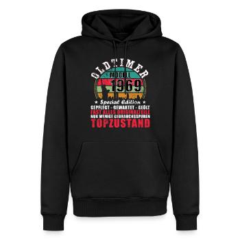 Oldtimer 1969 55. Geburtstag Geschenk Herren - Männer Premium Bio Hoodie - Schwarz - Vorne - Nico (187cm)