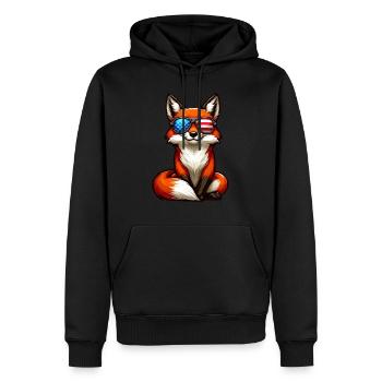 Fox America Jour de l’Indépendance Stars and Stripes - Sweat à capuche Premium bio Homme - noir - Devant - Nico (187cm)