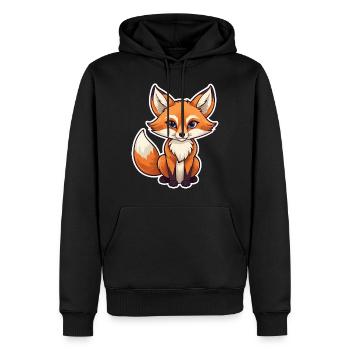 Fox Illustration - Men’s Premium Organic Hoodie - black - Front - Nico (187cm)