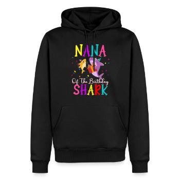 Nana De La Famille D’anniversaire Requin Matching - Sweat à capuche Premium bio Homme - noir - Devant - Nico (187cm)