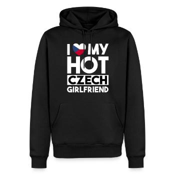 J’aime ma copine tchèque chaude - Sweat à capuche Premium bio Homme - noir - Devant - Nico (187cm)