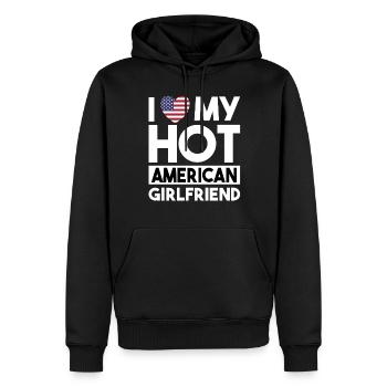 J’aime ma petite amie américaine chaude - Sweat à capuche Premium bio Homme - noir - Devant - Nico (187cm)