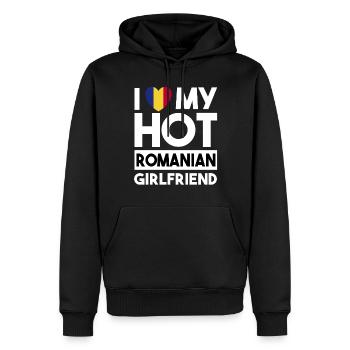 J’aime ma petite amie roumaine chaude - Sweat à capuche Premium bio Homme - noir - Devant - Nico (187cm)