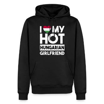 J’aime ma petite amie hongroise chaude - Sweat à capuche Premium bio Homme - noir - Devant - Nico (187cm)