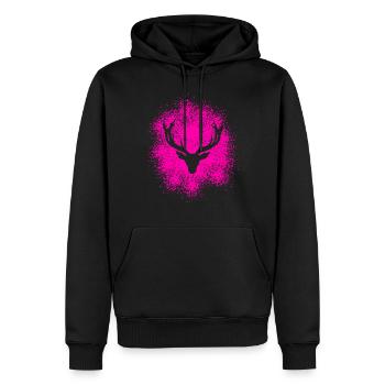 Majestueuse tête de cerf – pour les chasseurs et les amoureux de la nature - Sweat à capuche Premium bio Homme - noir - Devant - Nico (187cm)