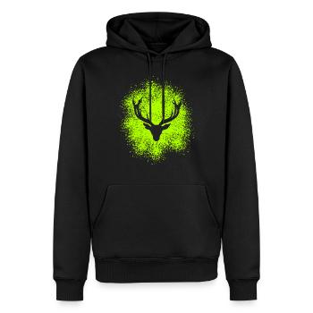 Majestueuse tête de cerf – pour les chasseurs et les amoureux de la nature - Sweat à capuche Premium bio Homme - noir - Devant - Nico (187cm)