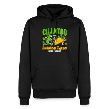 Coriandre Hater haine coriandre savon bouton - Sweat à capuche Premium bio Homme - noir - Devant - Nico (187cm)
