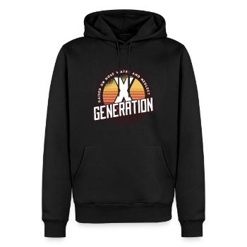 Retro Gen X Raised on Hose Water and Neglect men - Men’s Premium Organic Hoodie - black - Front - Nico (187cm)