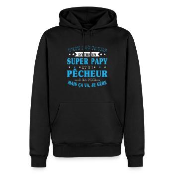 Super-Opa und Fischer-Geschenk - Männer Premium Bio Hoodie - Schwarz - Vorne - Nico (187cm)