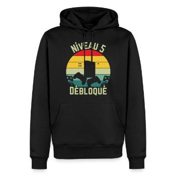 Level 5 freigeschaltet - Männer Premium Bio Hoodie - Schwarz - Vorne - Nico (187cm)