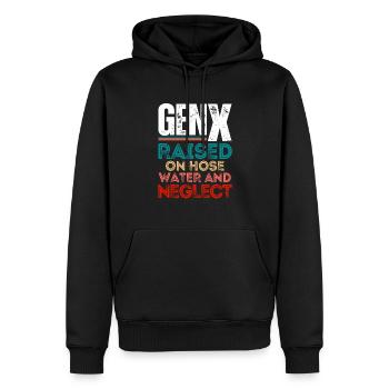 Gen X - Farben im Retro-Stil - Männer Premium Bio Hoodie - Schwarz - Vorne - Nico (187cm)