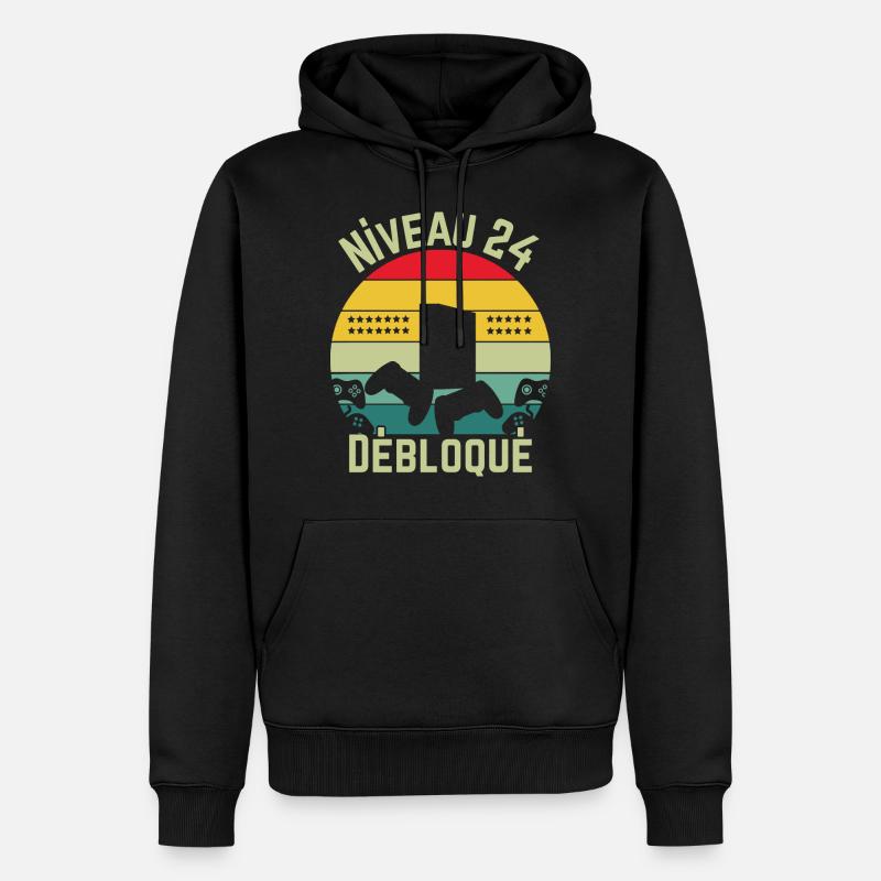 Stufe 24 freigeschaltet - Männer Premium Bio Hoodie - Schwarz