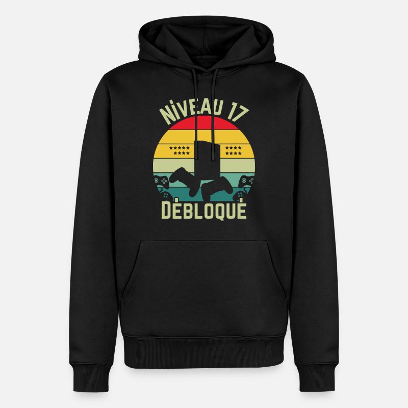 Niveau 17 Débloqué - Sweat à capuche Premium bio Homme - noir