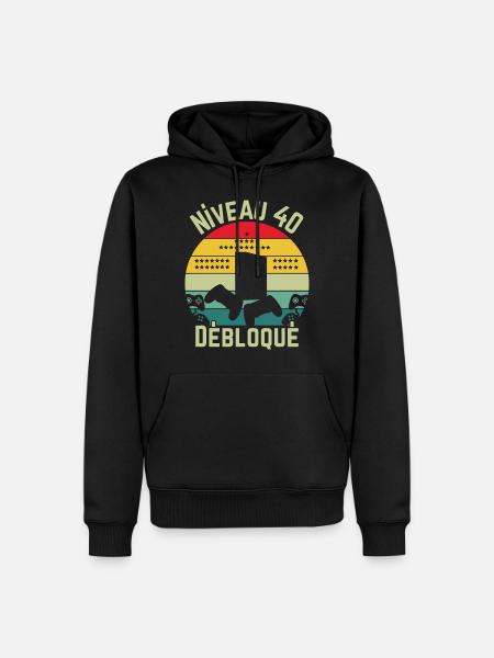 Level 40 Unlocked - Men’s Premium Organic Hoodie - black