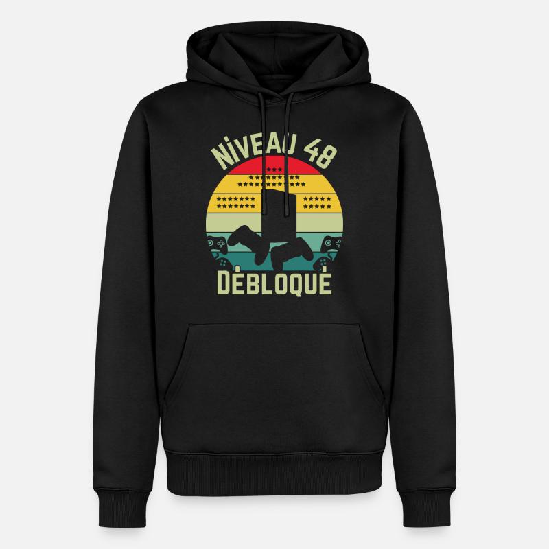 Niveau 48 Débloqué - Sweat à capuche Premium bio Homme - noir