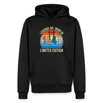 Les légendes sont nées en 1941 Édition limitée - Sweat à capuche Premium bio Homme - noir - Devant - Nico (187cm)