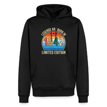 Les légendes sont nées en 1942 Édition limitée - Sweat à capuche Premium bio Homme - noir - Devant - Nico (187cm)