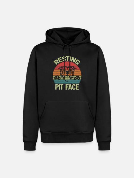 Funny Dog Resting Pit Face Vintage Pitbull Mama - Men’s Premium Organic Hoodie - black