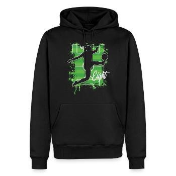 Footballeur Football 8ème Anniversaire - Sweat à capuche Premium bio Homme - noir - Devant - Nico (187cm)