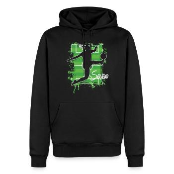 Fußballerin Fußball 7. Geburtstag - Männer Premium Bio Hoodie - Schwarz - Vorne - Nico (187cm)