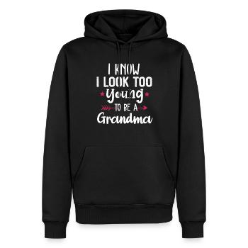 Avoir l’air trop jeune pour être une nouvelle grand-mère - Sweat à capuche Premium bio Homme - noir - Devant - Nico (187cm)