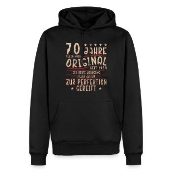 70. Geburtstag 70 Jahre - Männer Premium Bio Hoodie - Schwarz - Vorne - Nico (187cm)