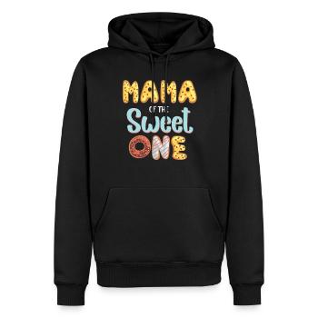 Maman du premier beignet d’anniversaire de la douce - Sweat à capuche Premium bio Homme - noir - Devant - Nico (187cm)