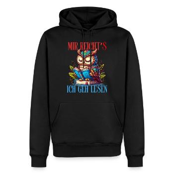 Eule Uhu Buchhändler Buch Lesen Literatur Auszeit - Männer Premium Bio Hoodie - Schwarz - Vorne - Nico (187cm)