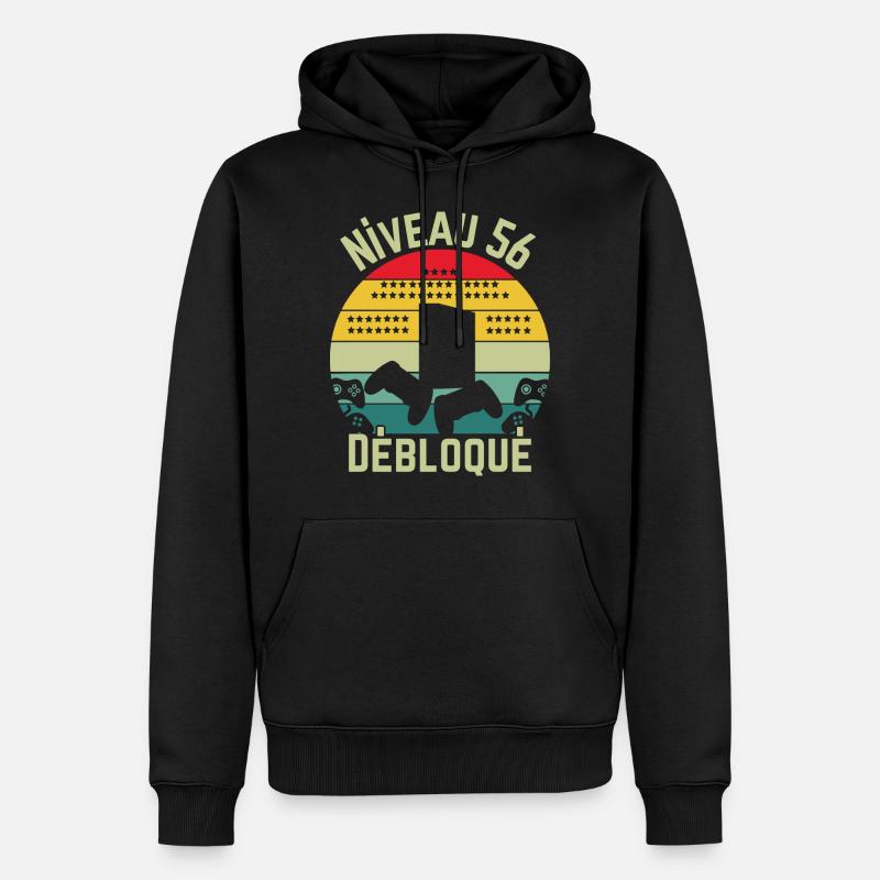 Niveau 56 Débloqué - Sweat à capuche Premium bio Homme - noir